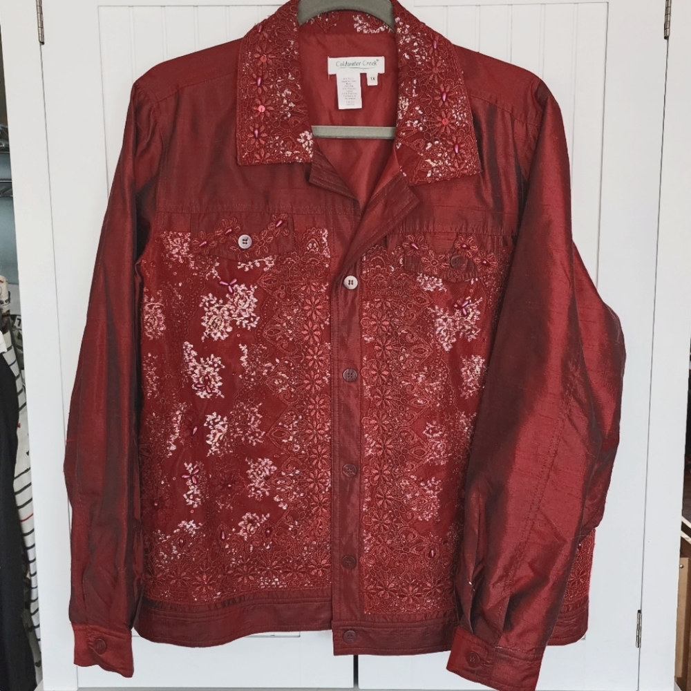 Coldwater Creek 1X Silk & Lace Jacket